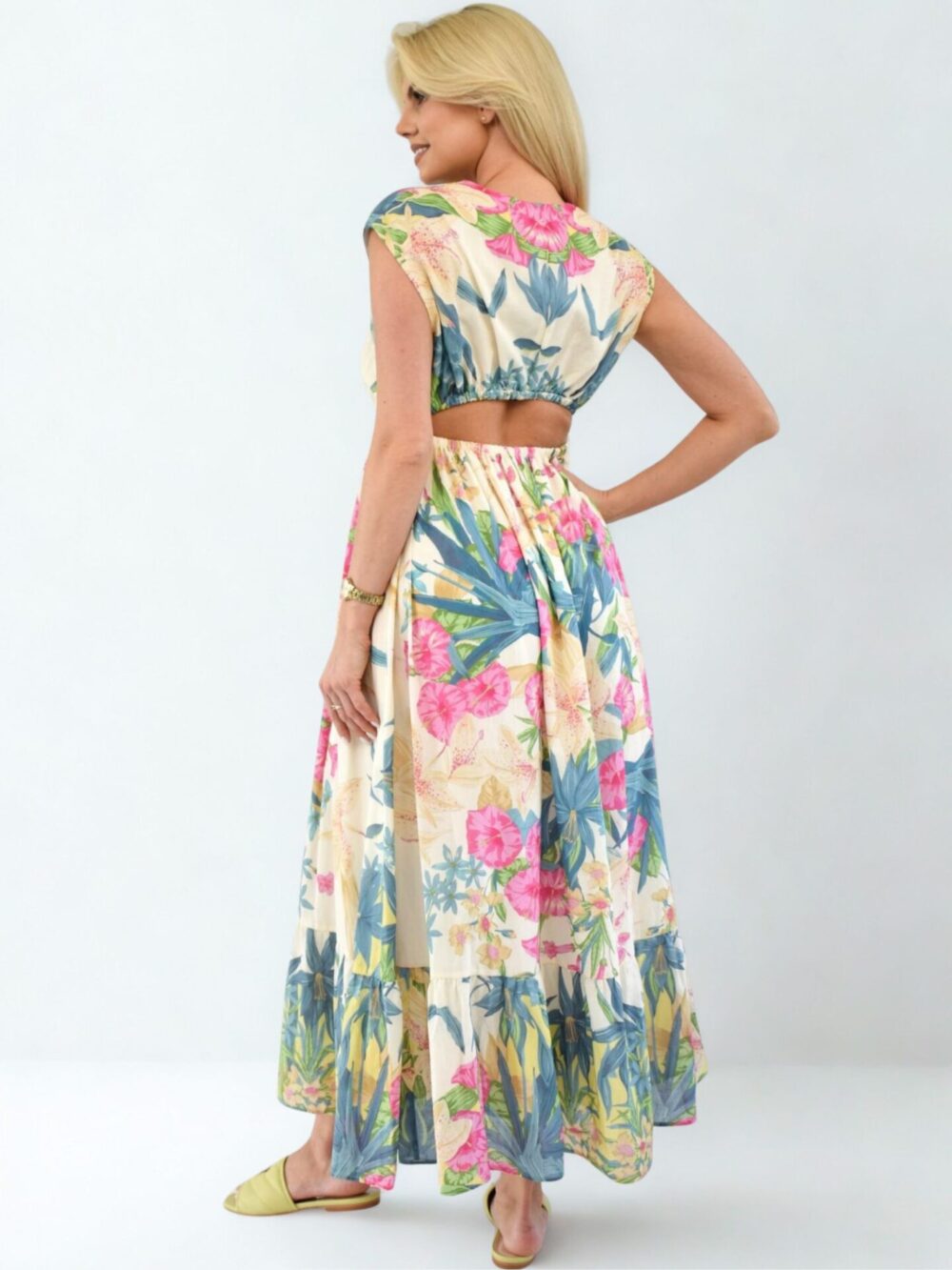 Bawełniana sukienka w kwiaty Pinko