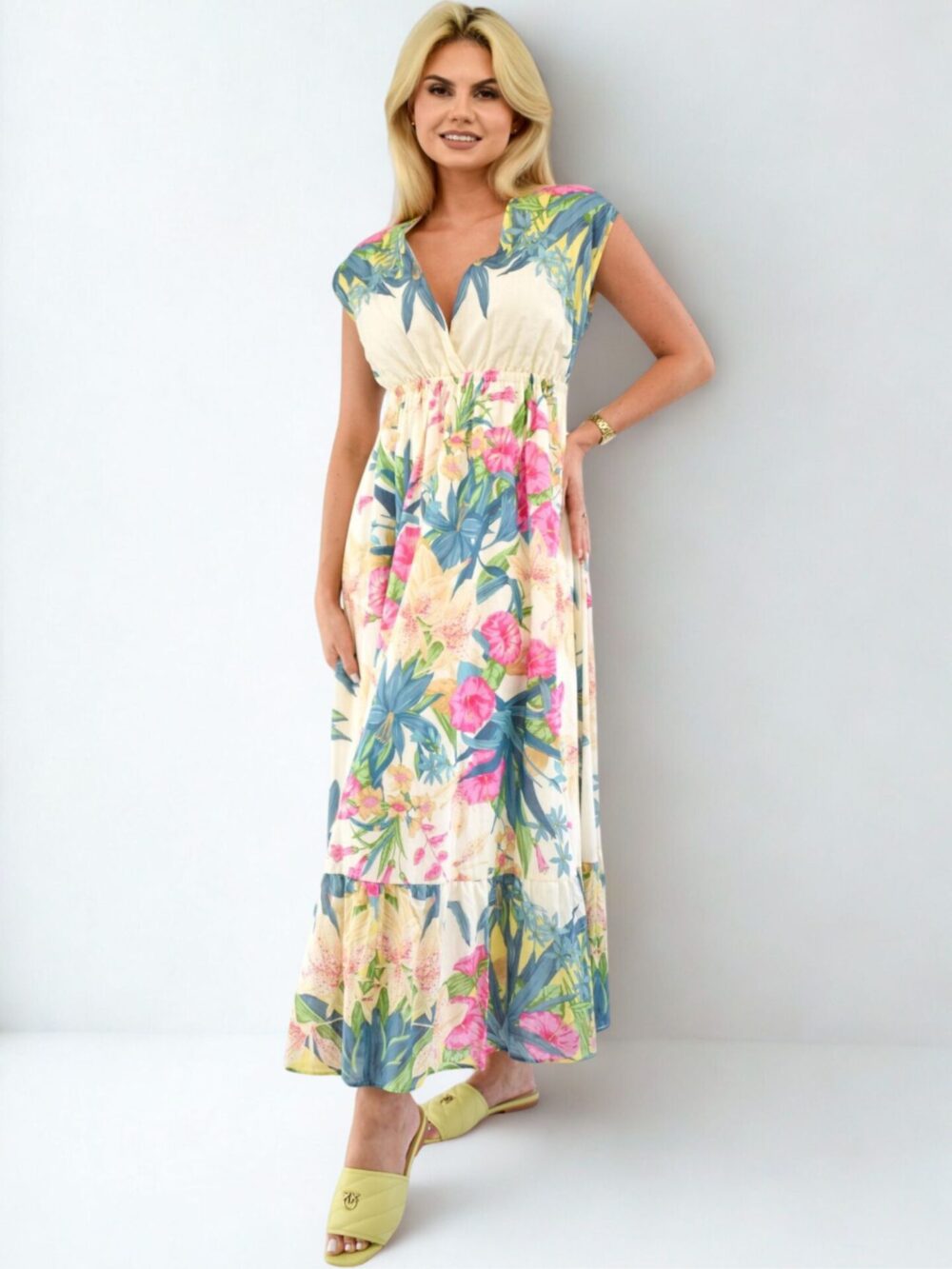 Bawełniana sukienka w kwiaty Pinko