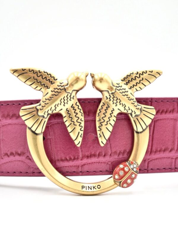 Różowy skórzany pasek Pinko