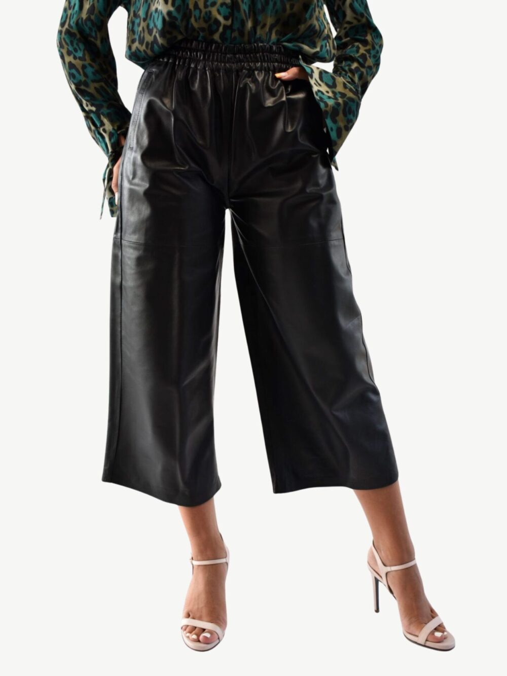 Czarna skórzane spodnie Papika Pinko