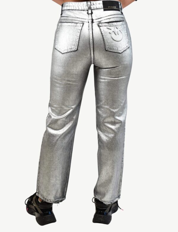 Srebrne szerokie jeansy Pinko