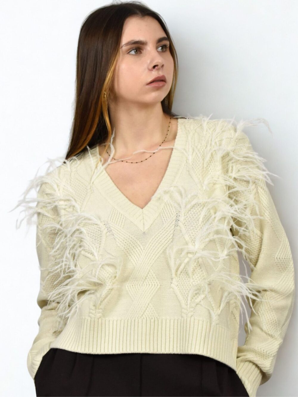 Sweter z piórami Patrizia Pepe