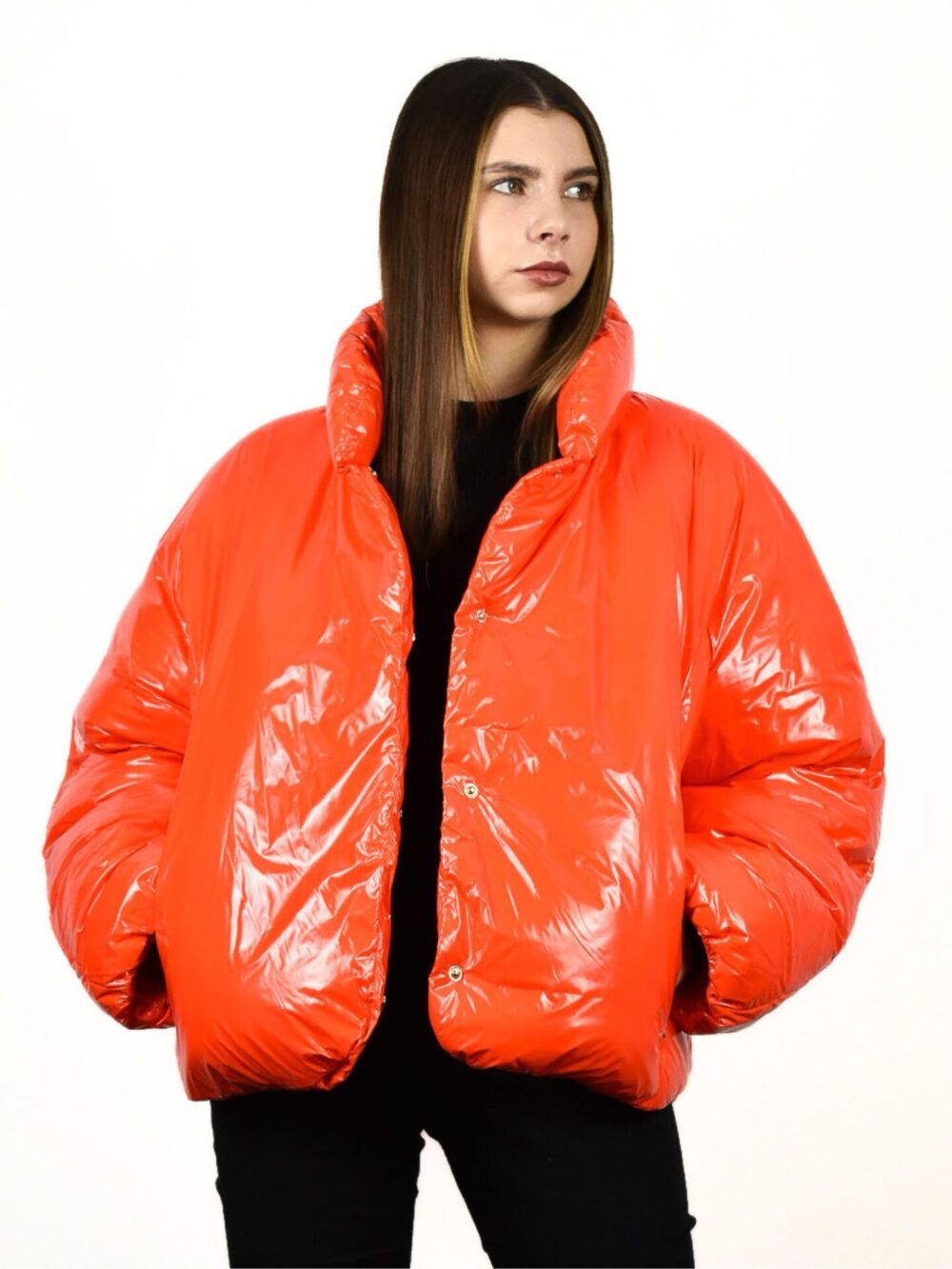 Pomarańczowa Kurtka Pinko Ianna Imbottito