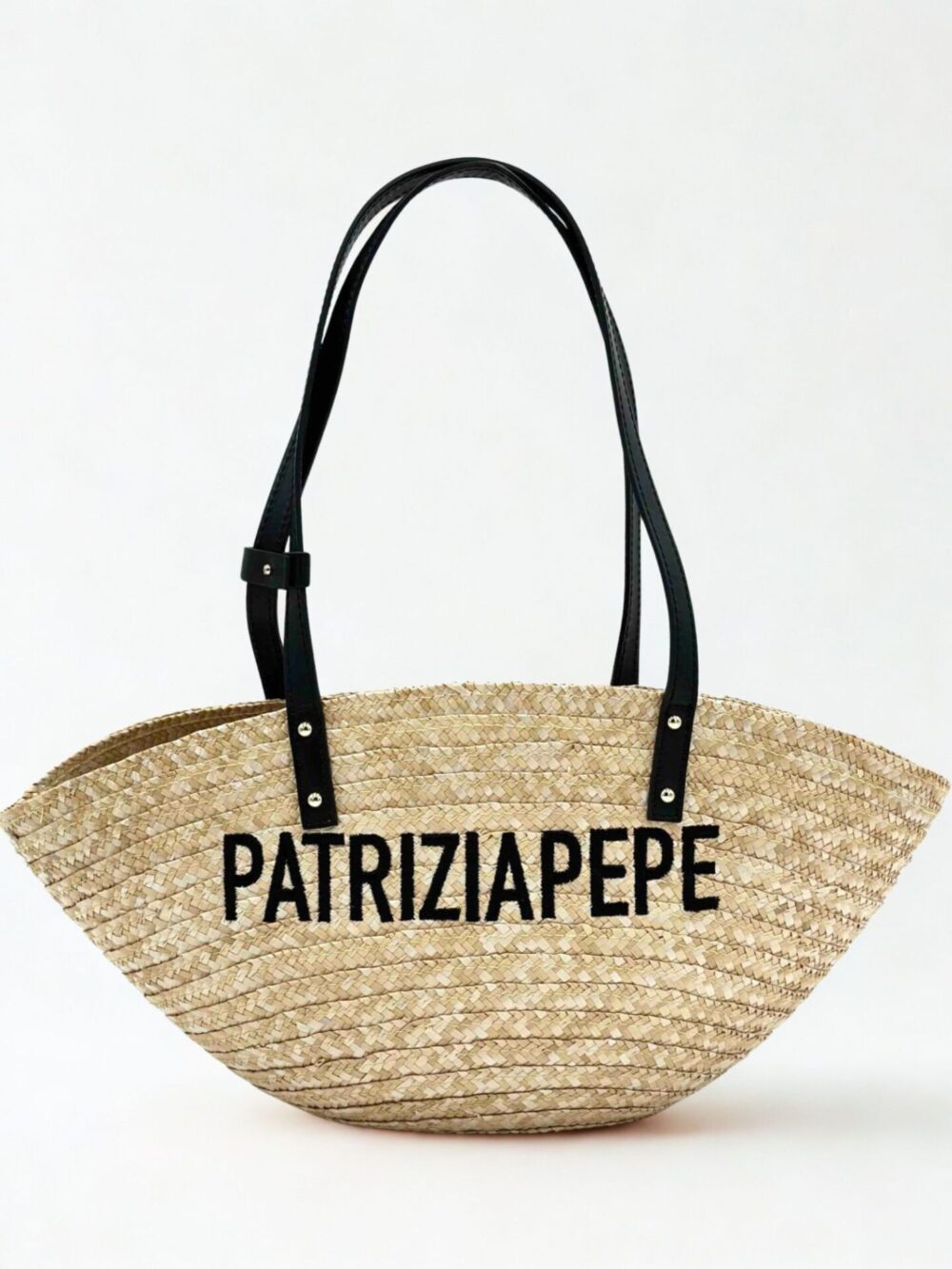 Beżowy słomiany koszyk Patrizia Pepe