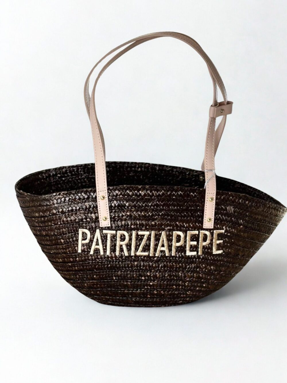 Brązowy słomiany koszyk Patrizia Pepe