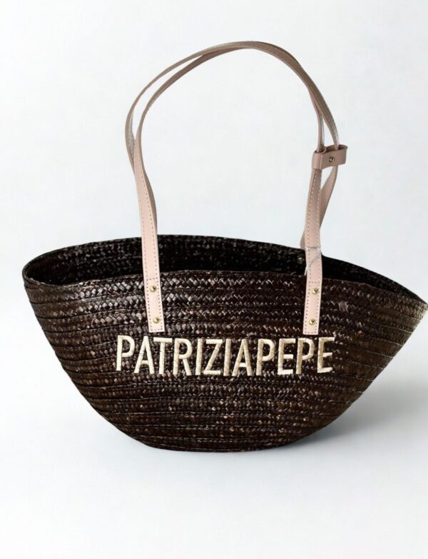 Brązowy słomiany koszyk Patrizia Pepe