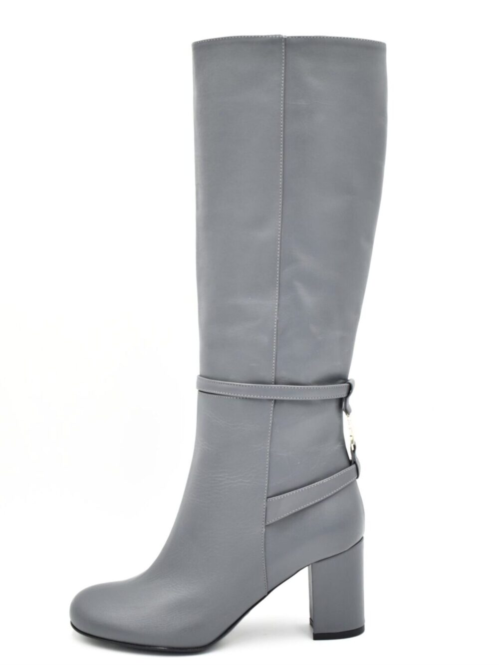 Szare skórzane kozaki Patrizia Pepe