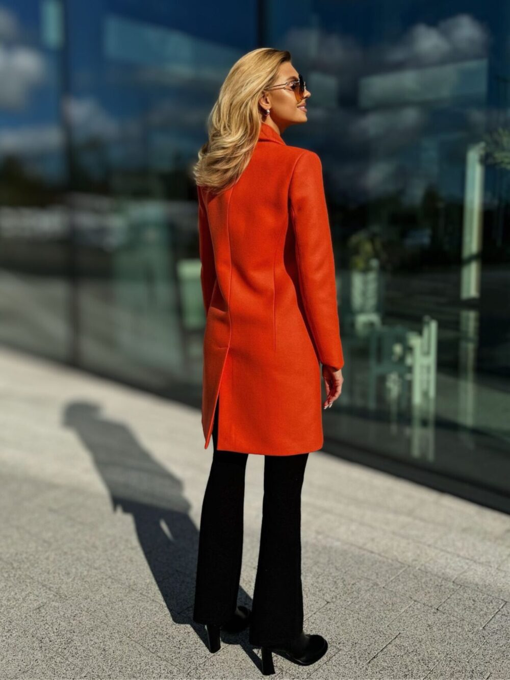 Wełniany Pomarańczowy Płaszcz Patrizia Pepe