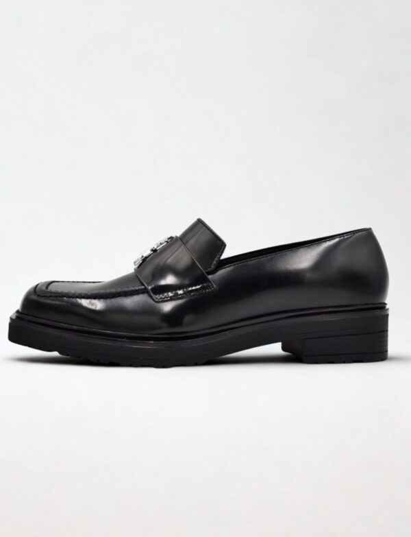 Czarne skórzane mokasyny Patrizia Pepe