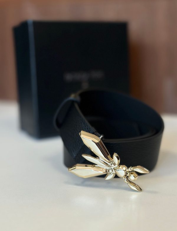 Czarny skórzany pasek Patrizia Pepe