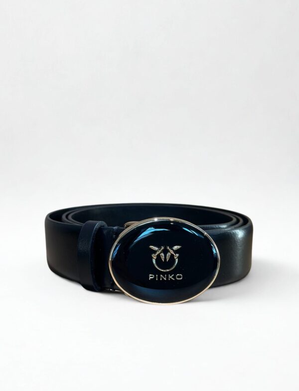 Czarny pasek Pinko Enamel pasek przód