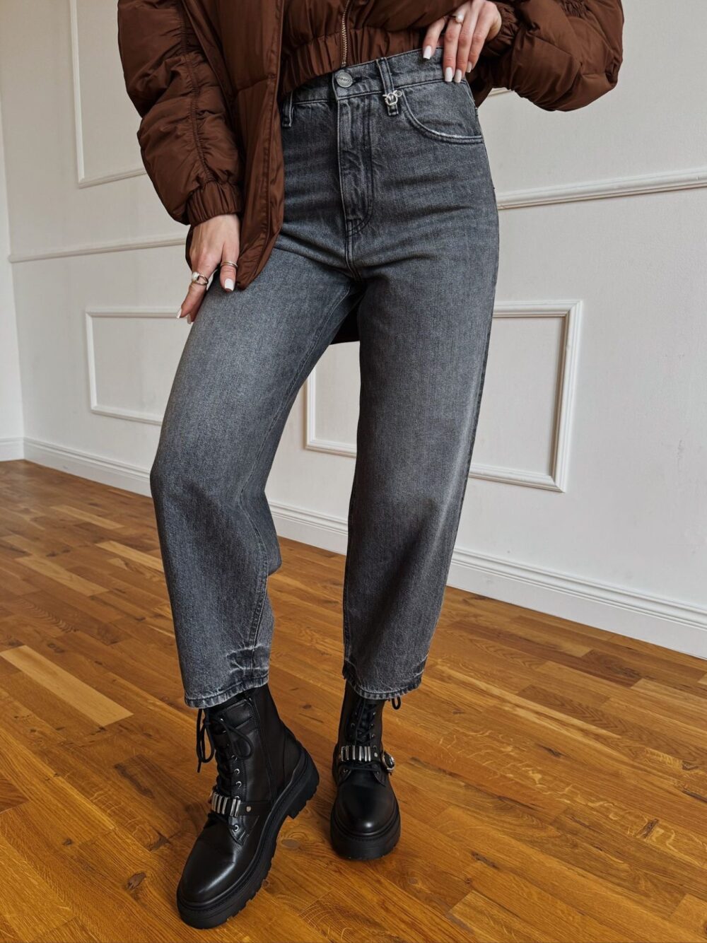 Szare jeansy Pinko Estelle Egg