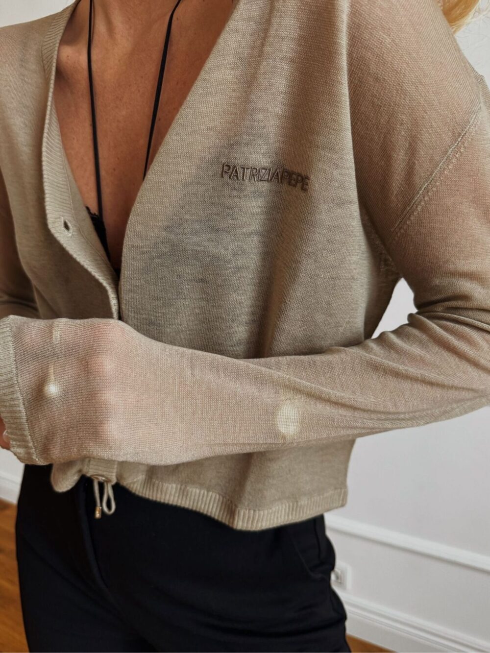 Beżowy wełniany Sweter Patrizia Pepe