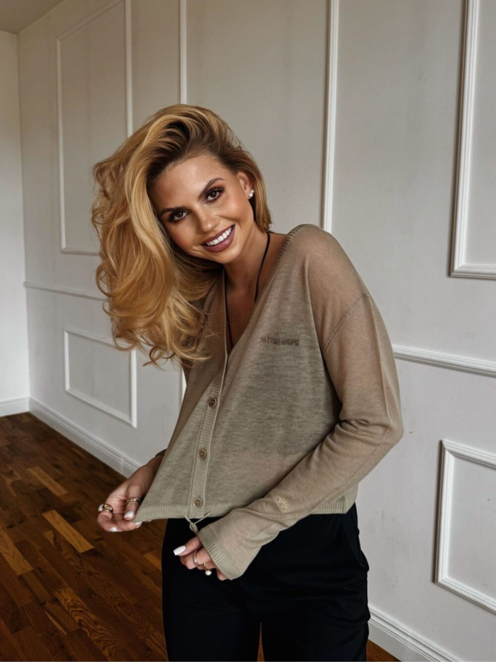 Beżowy wełniany Sweter Patrizia Pepe