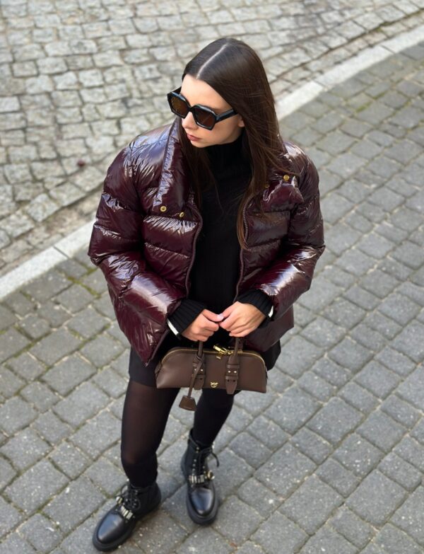 Bordowa Kurtka Pinko Mirco Caban