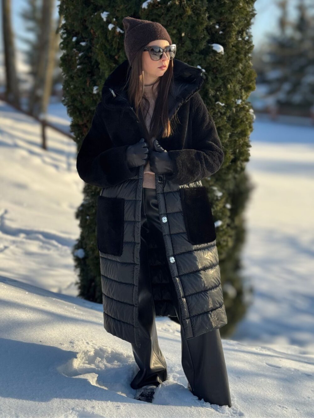 Dwustronny czarny płaszcz Boca