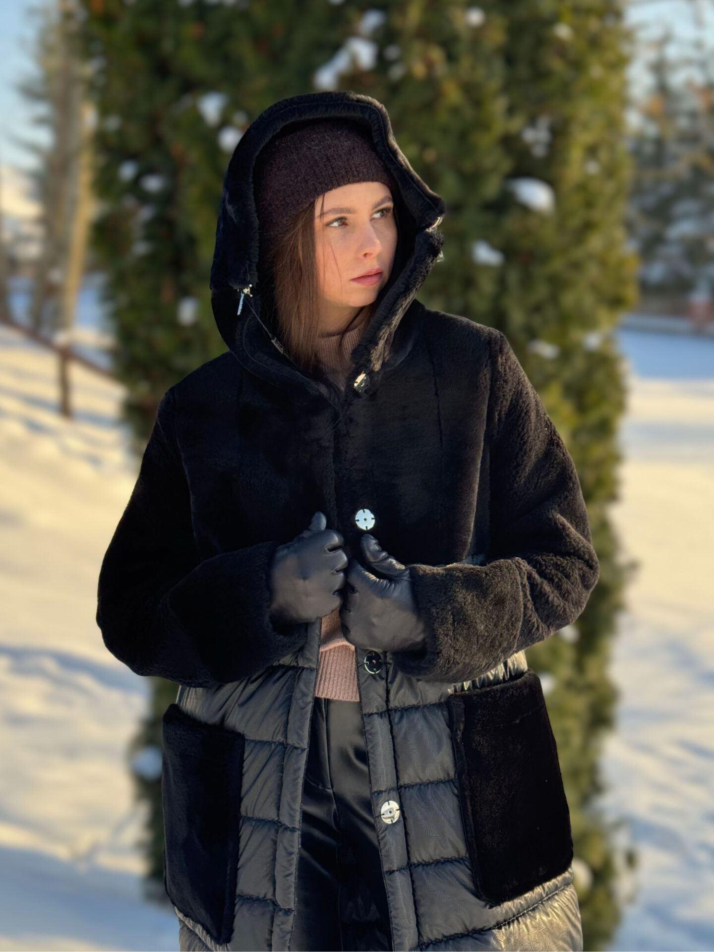 Dwustronny czarny płaszcz Boca Dwustronny czarny płaszcz Boca