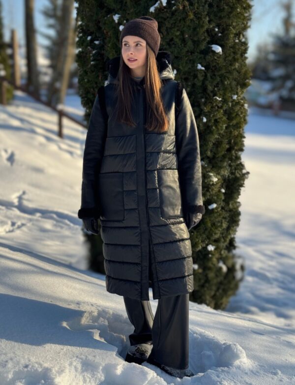 Dwustronny czarny płaszcz Boca