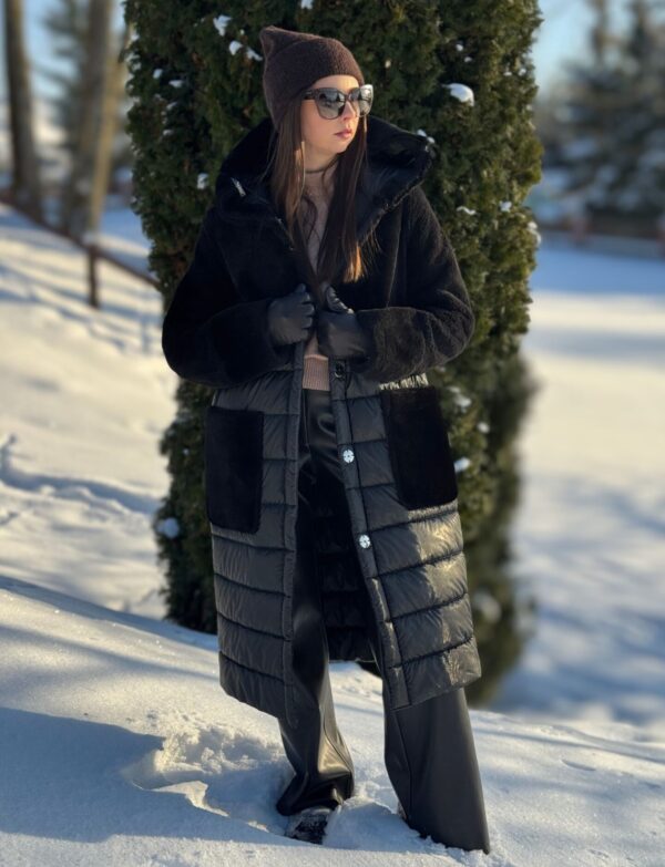 Dwustronny czarny płaszcz Boca