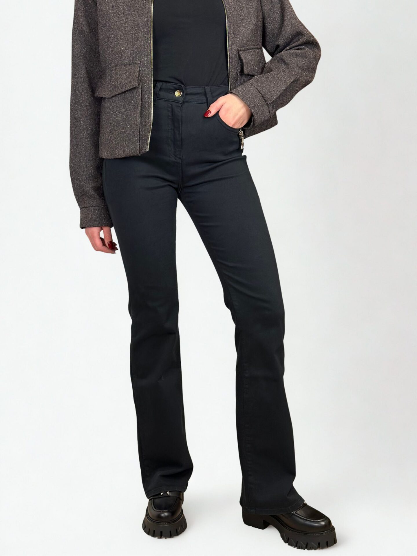 Czarne dzwony Patrizia Pepe czarne jeansy dzwony Patrizia Pepe wysoki stan