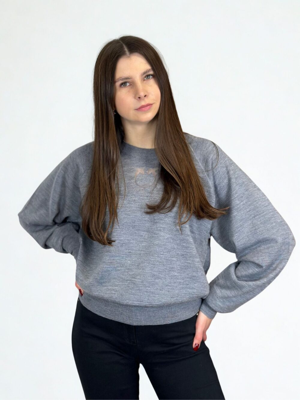 szary wełniany sweter Pinko Lanzarote przód