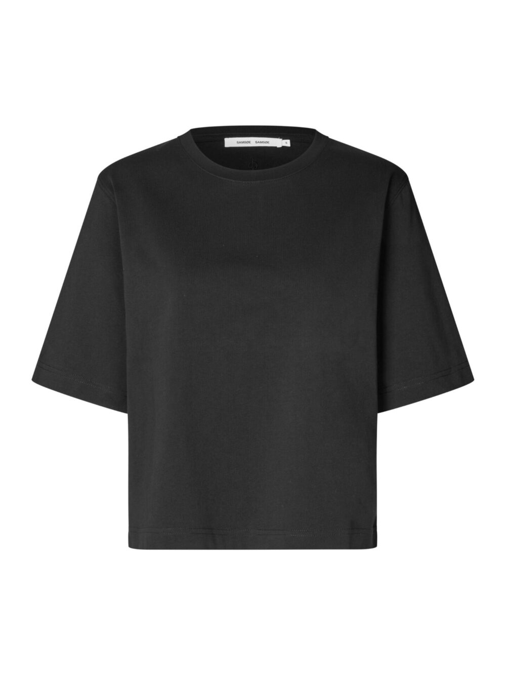 czarny t-shirt Samsøe Samsøe Saabby bawełniany t-shirt damski z dłuższym rękawem przód