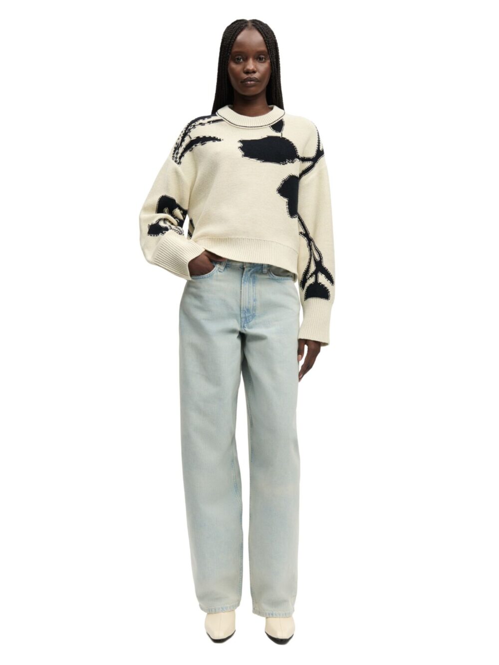 jeansy Samsøe Samsøe Saharper jasny denim szerokie nogawki wysoki stan stylizacja przód