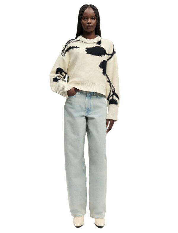 jeansy Samsøe Samsøe Saharper jasny denim szerokie nogawki wysoki stan stylizacja przód