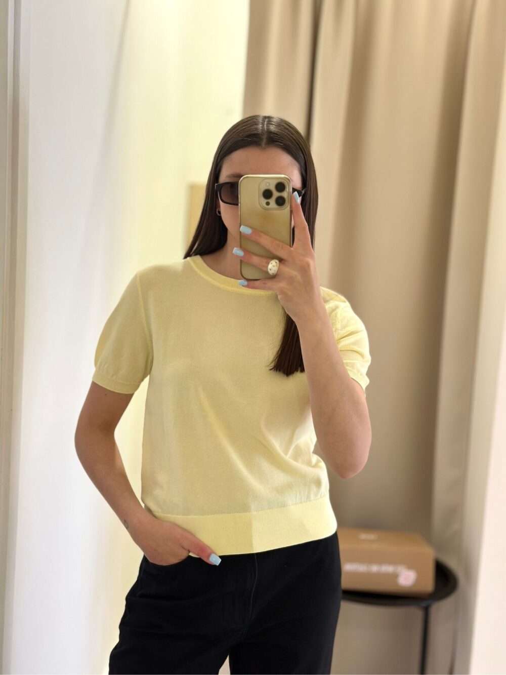 Waniliowy sweter na krótki rękaw Patrizia Pepe stylizacja
