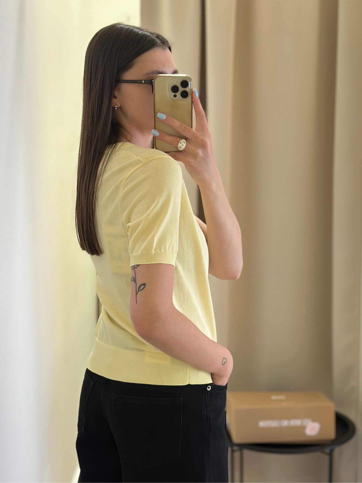 Waniliowy sweter na krótki rękaw Patrizia Pepe Waniliowy sweter na krótki rękaw Patrizia Pepe tył