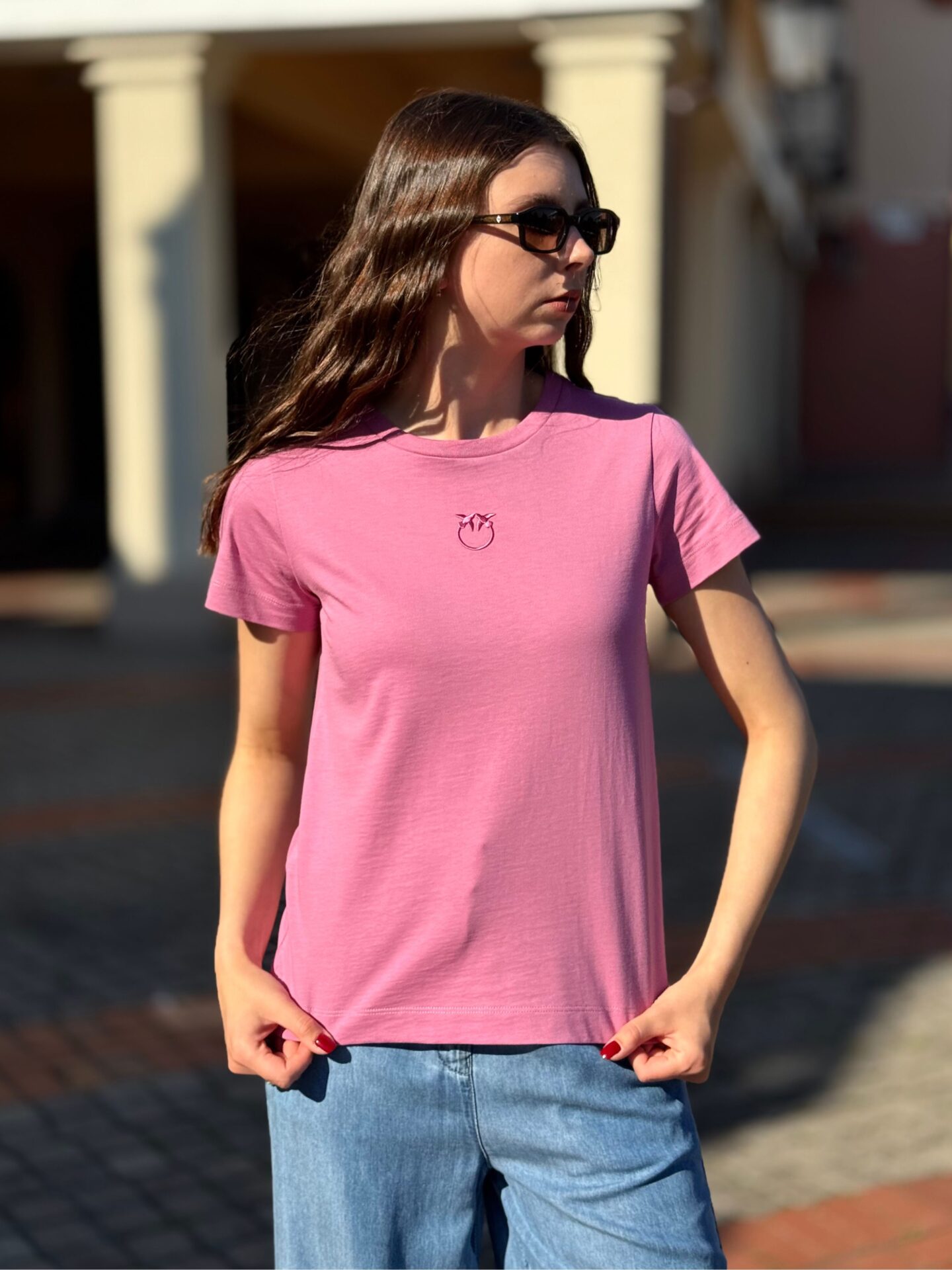 Różowy t-shirt Pinko