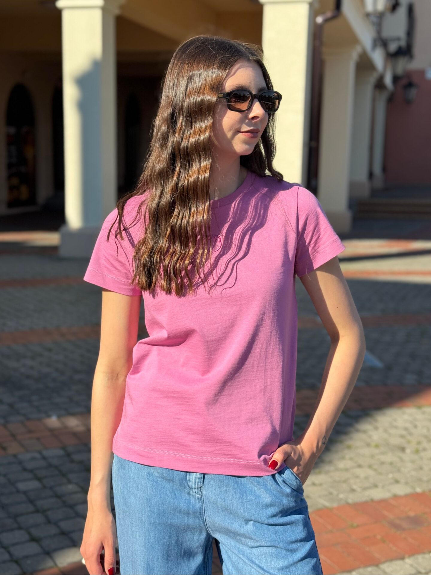 Różowy t-shirt Pinko